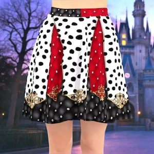 Cruella Skater Skirt | rundisney disney world bound running disneyland deville de vil cosplay costume cruise activewear