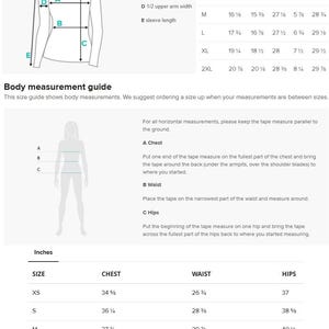 the measurements for a long sleeve shirt