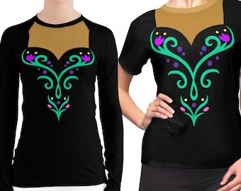 Anna Frozen 1 Womens Shirt Rash Guard | rundisney disney world bound disneyland running cosplay costume outfit activewear