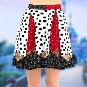 Cruella Skater Skirt | rundisney disney world bound running disneyland deville de vil cosplay costume cruise activewear