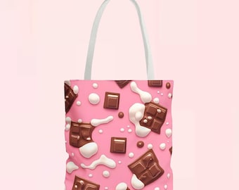Kawaii Chocolate Milk Soft Canvas Tote Bag | kidcore cutecore decora fairy kei casual lolita fashion wear shoulder handbag purse