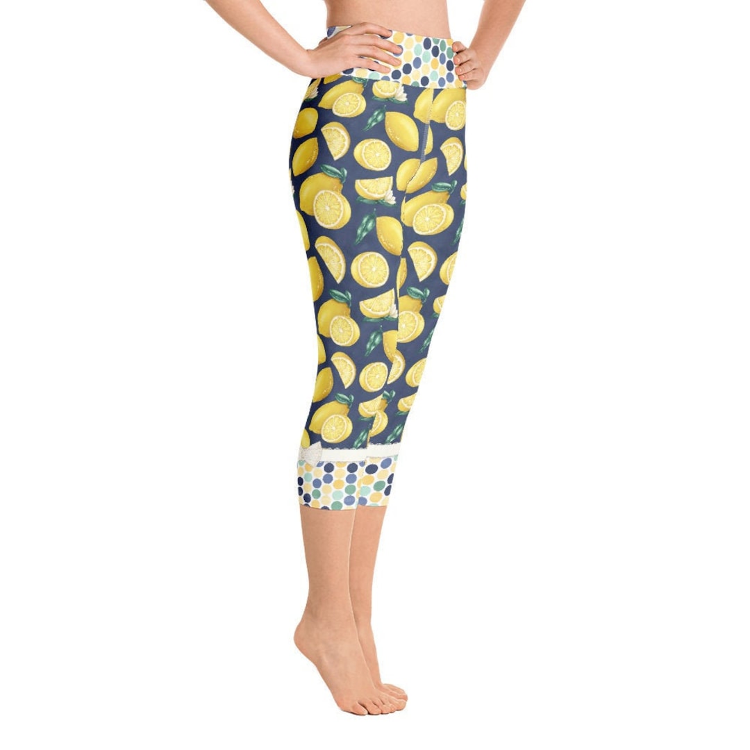 Navy Lemon Yoga Capri Pants Pinup Pin up Vintage Swing Retro - Etsy