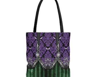 Haunted Mansion Damask Soft Canvas Bag | gothic disney haunted mansion cosplay outfit backpack tote bag handbag purse gift