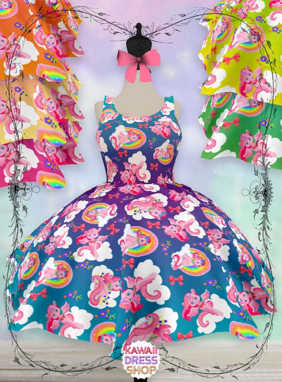 Pink Unicorn Dress 90s Colors