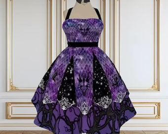 Maleficent Dragon NEW Halterneck Dapper Dress | 50s party goth gothic goblincore disney world villains disneyland midi swing costume cosplay