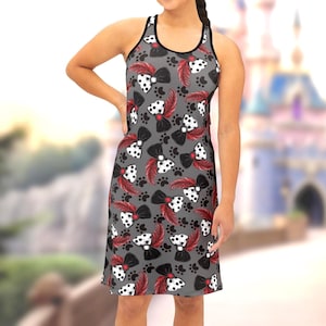 Cruella Bows Racerback Dress USA MADE| disney world disneyland villains 101 dalmatians cruella deville de vil cosplay costume outfit apparel