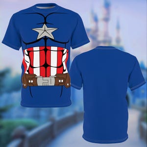 Captain America Unisex Adults Kids Costume Shirt | disney world disneyland avengers superhero steve rogers cruise cosplay outfit apparel