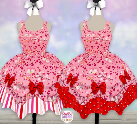 Robe imprimée hibou pour la Saint-Valentin TP-3TG Robe kawaii