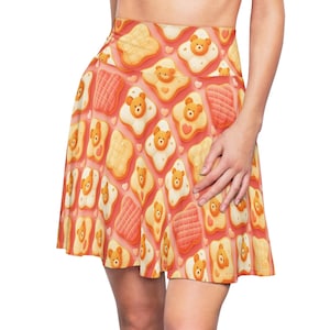 Kawaii Teddy Bear Cookies Soft Jersey Skater Skirt | kidcore cutecore decora fairy kei casual sweet lolita jsk fashion clothes wear clothing
