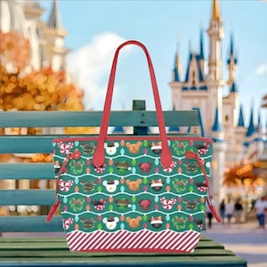 Christmas Mickey Ornaments Hard Canvas Tote Bag | disney world disneyland baby diaper purse shoulder tote bag