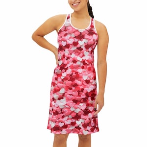 Valentines Day Heart Confetti Racerback Dress Women | novelty food kawaii decora fairy kei candy print dress wear clothes clothing fashion