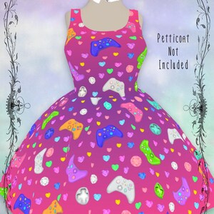 Jeweled Gamer Girl Dress, '90s Colors | kawaii video game gift for gamer girl geek nerdy fashion style dress Raspberry Grape