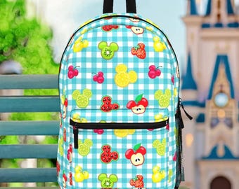 Sac à dos Mickey Fruits et Vichy pour enfants | disney world coquette disneyland cottagecore groupe des mamans vêtements fourre-tout sac à main valise polochon