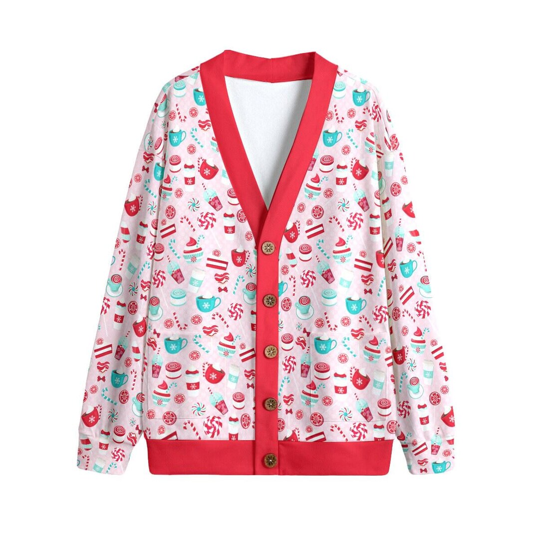 Pretty Peppermint Sweets Button up Cardigan Jacket, Red | Candycore ...