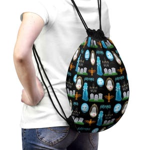 Mochila con cordón con collage de la mansión embrujada / bolso de mano con traje de cosplay de la mansión embrujada gótica de Disney, bolso de mano, cartera de regalo