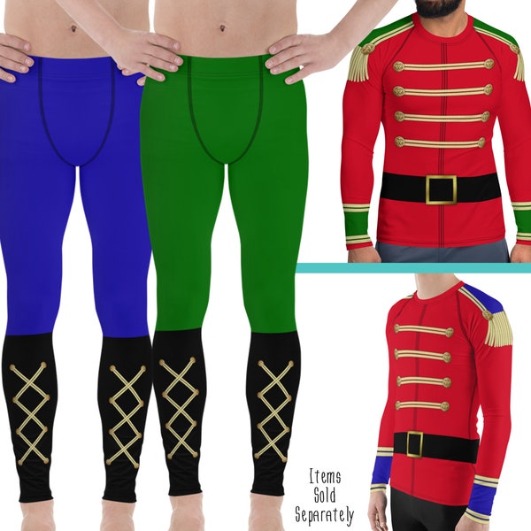 Nutcracker Prince Toy Soldier Mens Costume Rash Guard Leggings | christmas dance ballet yoga running outfit workout athletics athleisure