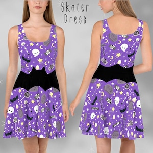 Halloween Candy Shop Dress XS-3XL | gothic blue lolita, crescent moon print, witchy dress, candy dress