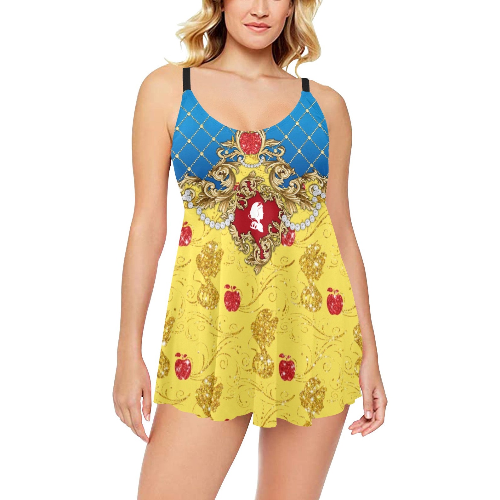 Snow White Ornate Swim Dress Babydoll Tankini Two Piece Etsy