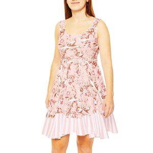 Pastel Toile Ducks Pink Skater Dress | women easter cottagecore cottage core sweet lolita lolitafashion swing dapper outfit style clothes