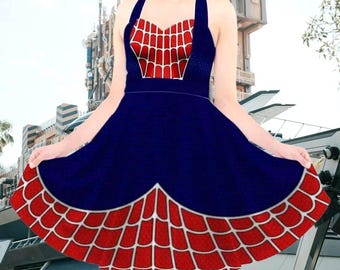 Spider Man NEW Halterneck Dapper Dress | 50s party plus size disney world disneyland avengers superhero swing midi cosplay costume cruise