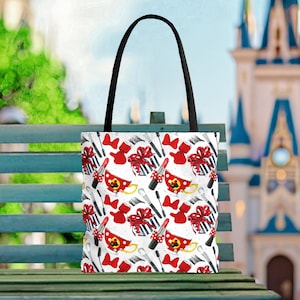 Minnie Mouse Makeup Soft Canvas Tote Bag | disney world disneyland black white coquette cosmetics artist outfit backpack handbag purse