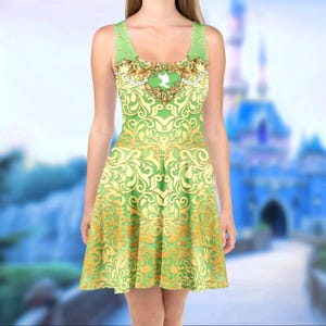 Tiana Ornate Skater Dress | run disney world parks disneyland princess and the frog mommy and me cosplay costume outfit cruise mom