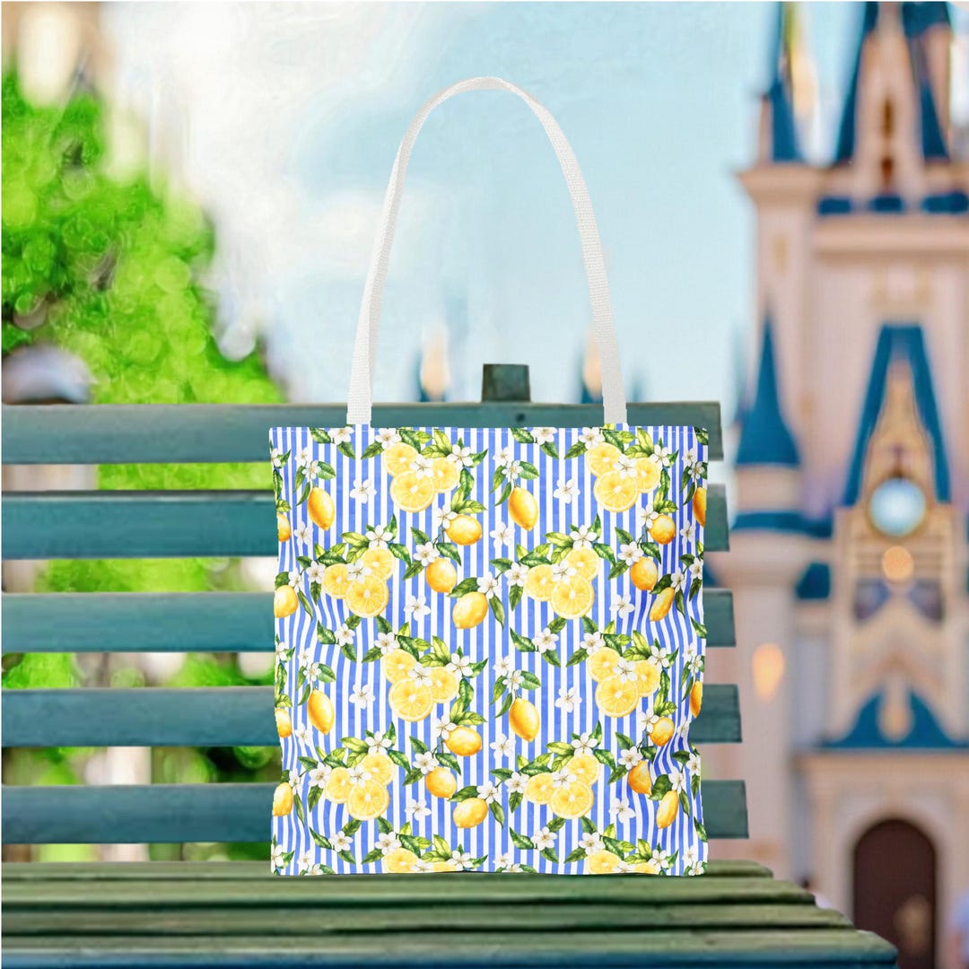 Minnie Lemons Blue Stripe Soft Canvas Tote Bag | Disney World