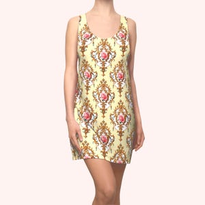 Baroque Rose Diamante Mini Tank Dress Cream | girly cottagecore dollette princesscore coquette hime gyaru fashion outfit jsk clothing
