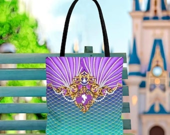 Ariel Ornate Soft Canvas Tote Bag | disney little mermaid princess ariel cosplay outfit backpack tote bag handbag purse gift