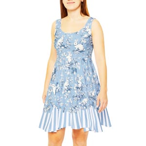Pastel Toile Bunnies Blue Skater Dress | women easter cottagecore cottage core sweet lolita lolitafashion swing dapper outfit style clothes