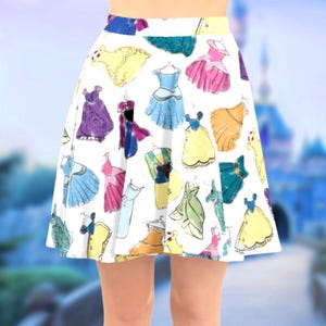 Princess Dress Sketches Skater Skirt | rundisney disney running world bound disneyland art teacher cosplay costume activewear clothes