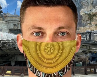 Máscara facial de droide dorado de Space Wars ajustable / Máscara facial de disfraz de cosplay de parque temático de droide C-3PO de Disney Star Wars