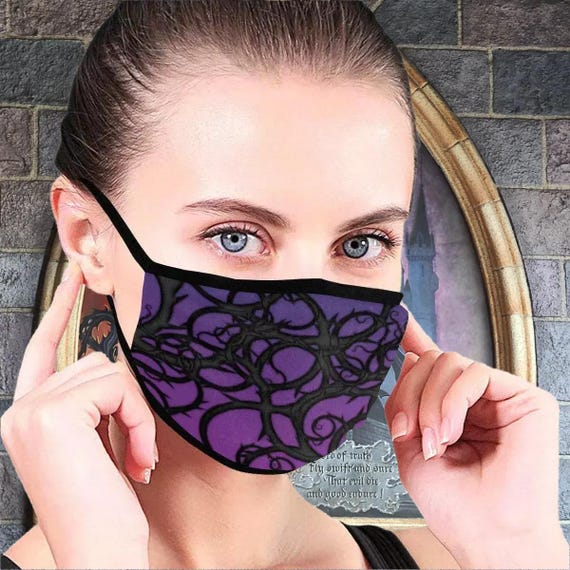 Maleficent Black Thorns Face Mask with Filter Pocket | cloth face mask, disney villains, disney mask, washable reusable face mask