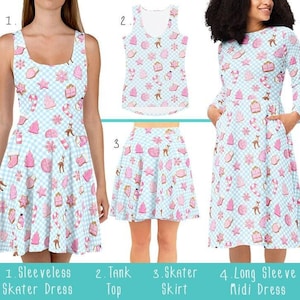 Christmas Bake Shop Womens Dresses Skirts Tank Tops | preppy grandmillennial kawaii pastel pink plus size winter lolita shirt