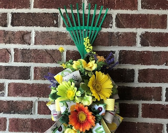 Garden Rake or Shovel Door/Wall Hanger, Garden Shed Decor, Spring Door Decor, Double Door Door Hangers, Garden Decor