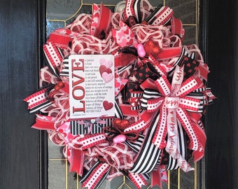 Valentine's Day Wreath, Love is Patient and Kind, Valentine Gift, Valentine Door Decor, Spring Wreath, Holiday Decor, Front Door Wreath