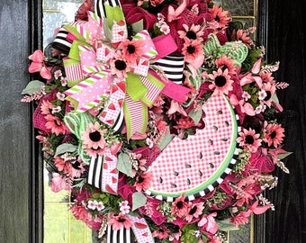 Watermelon Wreath, Watermelon Decor, Fruit Wreath, Front Door Decor, Everyday Wreath, Summer Wreath, Kitchen Decor, Gifts for Mom, Gifts