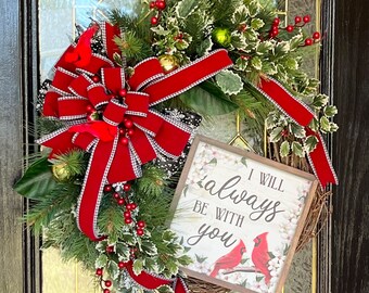 Cardinal Grapevine Wreath, Twig Wreath, Winter Door Decor, Winter Cardinal Wreath, Wreath for Front Door, Memorial Wreath, Cardinal Decor