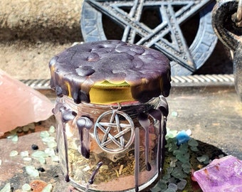 Protection Spell Jar Sealed With Black Candle Wax Banish Negativity / Witchcraft