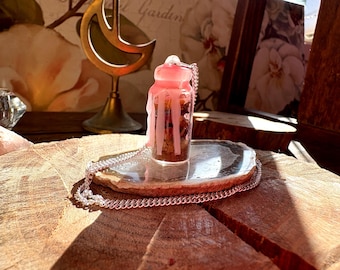 Love Spell Rose Quartz Jar Necklace Witchcraft