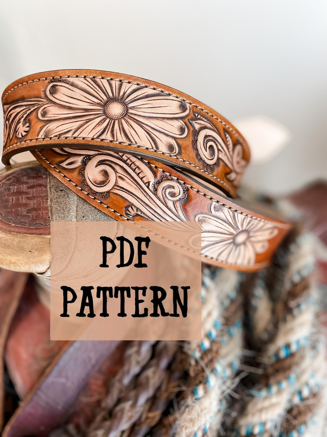 Leather Belt Pattern PDF – Daisy Scroll Tooling – 1.5″ Wide Belt Strap ...