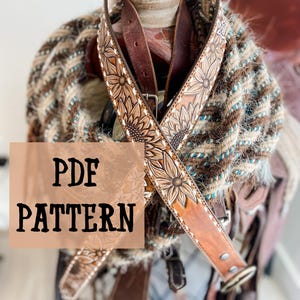 PDF leren riempatroon zonnebloem – ontwerp met bewerkt bandje – doe-het-zelf lederen toolingsjabloon – digitale download