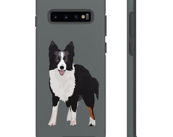 Border Collie-slitstarka mobilskal, iPhone, Samsung, 2-lagersskal, slagtåligt, fotografiskt tryck, fri frakt, tillverkat i USA!!