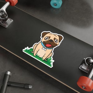 Pug Die-Cut Stickers, Water Resistant Vinyl, 5 Sizes, Matte Finish, Indoor/Outdoor, FREE Shipping, Made in USA!!