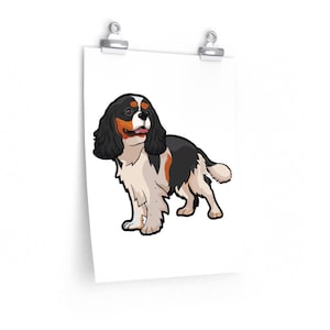 Tricolor Cavalier King Charles Spaniel Premium Matte vertical posters
