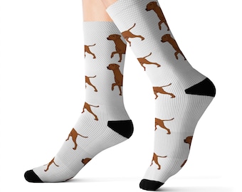 Rhodesian Ridgeback Sublimation Socks, 3 Sizes, Polyester/Spandex, Cushioned Bottoms, FREE Shipping, Made in USA!!