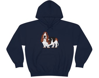 Basset Hound Unisex Heavy Blend Hooded Sweatshirt, Cotton& Polyester, S - 5XL, 12 Colors, FREE Shipping, Made in Usa!!