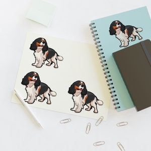 Tricolor Cavalier King Charles Spaniel Sticker Sheets, Water Resistant Vinyl, FREE Shipping, Made in USA!!