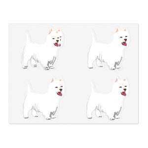 West Highland White Terrier Sticker Sheets, Water Resistant Vinyl, Indoor, One Sheet Per Listing, FREE Shipping, Made in USA!!