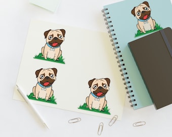 Pug Sticker Sheets, 2 Image Sizes, 3 Image Surfaces, Water Resistant Vinyl, FREE Shipping, Made in USA!!